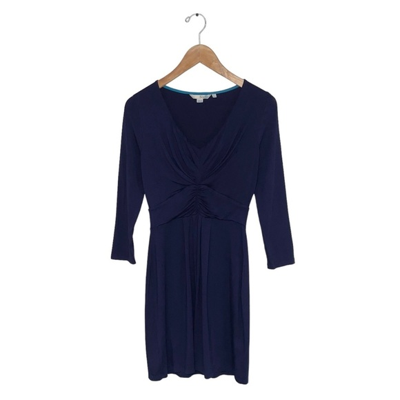 Boden Marion Jersey Tunic Dress Women's Size 4 US Navy Fit & Flare 3/4 Sleeves - Picture 1 of 9